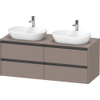 Duravit Ketho.2 Wastafelonderbouwkast - inclusief consoleplaat - met 4 laden - voor dubbele waskommen - 140x55x56.8cm - met handgrepen antraciet - basalt mat SW772683