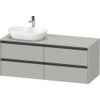 Duravit Ketho.2 Wastafelonderbouwkast - inclusief consoleplaat - met 4 laden - voor waskom links - 140x55x56.8cm - met handgrepen antraciet - betongrijs mat SW772050