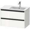 Duravit ketho 2 meuble sous lavabo avec 2 tiroirs pour lavabo droit 81x48x54.9cm avec poignées anthracite blanc brillant SW772325
