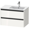 Duravit Ketho.2 Wastafelonderbouwkast - met 2 laden - voor waskom rechts - 81x48x54.9cm - met grepen antraciet - hoogglans wit SW772325