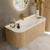 MONDIAZ KURVE-DLUX 110cm Meuble salle de bain avec module 25 G et D - couleur Oak - 1 tiroir - 2 portes - vasque CLOUD centre - 1 trou de robinet - couleur Ostra SW1137701