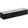Thebalux Tresor Ensemble meuble de salle de bains - 220x55x41.5cm - 3 tiroirs - sans poignées - lavabo Corian - double - sans trou de robinet - Italian Alpi SW1239600