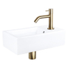 Differnz Force Fonteinset 40x22x11.5cm 1 kraangat gebogen mat gouden kraan met sifon en afvoerplug fontein Rechthoek Keramiek Wit SW373230 Differnz Force Fonteinset 40x22x11.5cm 1 kraangat gebogen mat gouden kraan met sifon en afvoerplug fontein Rechthoek Keramiek Wit SW373230