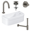 Grohe Euro Fonteinset - 37x18cm - rechthoek - 1 kraangat - zonder overloop - gebogen kraan - sifon - afvoerplug - handdoekhaak - wit/brushed hard graphite (antraciet) SW523962