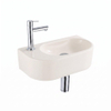 QeramiQ Fuente Fontein - 40x22x12cm - glad - halfrond - fonteinkraangat links - keramiek - fonteinkraan chroom - verlaagd sifon - afvoerplug - linnen SW1583228
