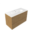 Saniclass Holz Atelier Badkamermeubelset - 100x45x73.9cm - Chaci keramische wastafel wit - 1 wasbak - 1 kraangat - 2 lades - mat eiken natural (hout) SW1478818