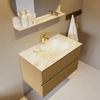 Mondiaz VICA-DLUX ensemble de meuble de salle de bain - 80cm - meuble sous-vasque oro - 2 tiroirs - lavabo encastré cloud milieu - 1 trou de robinet - miroir modèle spot - version XL 60cm haut - frappe SW1102079