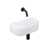 QeramiQ Fuente fonteinset – halfrond – 40x21.5x12 cm – keramiek wit mat – zonder kraangat – mat zwarte kraan SW1233083