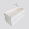 MONDIAZ VICA Ensemble de meubles de salle de bains - 100cm - 2 tiroirs - lavabo Cloud droit - 0 trous de robinet - solid surface talc SW409838