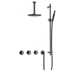 Hotbath Cobber IBS70 Regendoucheset - inbouw - 15cm plafondarm - 20cm ronde hoofddouche - staafhanddouche - glijstang - mat/glans verouderd ijzer (zwart) SW677625