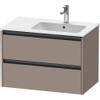 Duravit Ketho.2 Wastafelonderbouwkast - met 2 laden - voor waskom rechts - 81x48x54.9cm - met grepen antraciet - basalt mat SW771885