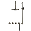 Hotbath Cobber IBS70 Regendoucheset - inbouw - 30cm plafondarm - 30cm ronde hoofddouche - staafhanddouche - glijstang - mat/glans verouderd ijzer (zwart) SW677637