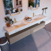 Mondiaz ALAN-DLUX Ensemble de meuble - 200cm - meuble Smoke mat - 2 tiroirs - Lavabo Cloud Frappe suspendu - vasque Gauche et droite - 2 trous de robinet SW805285