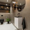 MONDIAZ TURE Toiletmeubel 40x23x50cm met 0 kraangaten 1 deuren linen mat Wastafel Eden links Solid Surface Zwart SW475407