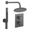 Crosswater MPRO Regendoucheset inbouw - 2 hendels - 20cm douchekop - handdouche - wandarm - gunmetal SW1472533