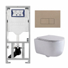 QeramiQ Dely Swirl Toiletset - 36.3x51.7cm - Geberit UP320 inbouwreservoir - met Burda frame - slimzitting - bedieningsplaat taupe - rechthoekige knoppen - glans wit SW1164225