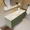 Mondiaz VICA-DLUX Ensemble de meuble de salle de bain - 130cm - meuble sous-vasque armée - 2 tiroirs - lavabo encastré nuage milieu - 1 trou de robinet - version haute de 60cm - glace SW1088119