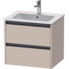 Duravit Ketho.2 Wastafelonderbouwkast - met 2 laden - 61x48x55cm - met grepen antraciet - taupe supermat SW772426