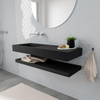 MONDIAZ ALAN 120cm - Ensemble meuble de salle de bains - solid surface - tablette avec lavabo suspendu - vasque à gauche - 0 trous de robinet - urban SW408736