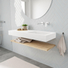 MONDIAZ ALAN 120cm - Badkamermeubelset - planchet - washed oak - vrijhangende wastafel - wasbak rechts - 0 kraangaten - talc SW408775