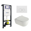 Plieger Kansas Toiletset - UP320 réservoir encastré - compact - wc suspendu - pressalit slim abattant wc - softclose - plaque de commande blanche mate - boutons ronds - blanc mat SW1223240