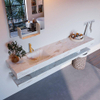Mondiaz ALAN-DLUX Ensemble de meuble - 200cm - meuble Frappe mat - 0 tiroirs - Lavabo Cloud Frappe suspendu - vasque Gauche - 1 trou de robinet SW808955