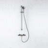 FortiFura Calvi Ensemble de douche barre curseur avec douchette ronde, flexible lisse et robinet de douche Gunmetal PVD SW811949