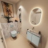 MONDIAZ TURE-DLUX Meuble toilette - 60cm - Greey - EDEN - vasque Glace - position gauche - sans trou de robinet SW1103281