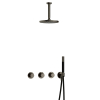 Hotbath Cobber IBS70 Regendoucheset - inbouw - 15cm plafondarm - 20cm ronde hoofddouche - staafhanddouche - mat/glans verouderd ijzer (zwart) SW677617