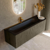 Mondiaz KURVE Ensemble de meuble de salle de bains - 145x46x40cm - 1 tiroir - 1 porte - lavabo solid surface - gauche - 1 trou de robinet - Shadow SW1414275