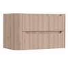 H&R Badmeubelen Juice Wastafelonderkast - 80x45x50cm - linkerhoek afgerond - 2 lades - geïntegreerde greep - Rockford oak SW1489061