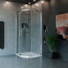Crosswater Optix 10 Kwartronde Douchebak - 900x900 Links Handvat - geborsteld roestvrij staal SW916828