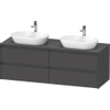 Duravit Ketho 2 meuble bas de lavabo avec plan console inclus avec 4 tiroirs pour double vasque 160x55x56.8cm avec poignées graphite anthracite mat SW772357
