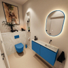 MONDIAZ TURE-DLUX Meuble toilette - 100cm - Jeans - EDEN - vasque Ostra - position droite - sans trou de robinet SW1104878