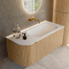 MONDIAZ KURVE Meuble de salle de bains 105 cm avec module 25 L couleur Oak avec 1 tiroir et 1 porte. Lavabo BIG SMALL à droite sans trou de robinet Talc. SW1138169