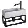 Differnz Ravo pack lave-mains – 38,5 x 18,5 x 25 cm – béton gris clair – robinet courbé noir mat – avec cadre noir SW373195