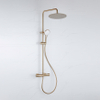 FugaFlow Efficiente Ensemble de douche de tête Sobrado - thermostat - douche de tête 30cm - douchette - 3 positions - or mat SW1468920