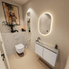 MONDIAZ TURE-DLUX Meuble toilette - 80cm - Linen - EDEN - vasque Opalo - position gauche - 1 trou de robinet SW1104422
