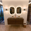 Mondiaz CIRO-DLUX Meuble de salle de bains - 140x45x50cm - Lavabo en solid surface Lava - 2 vasques Double - sans trous de robinet - 4 tiroirs - Dusk SW1533050