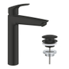 Grohe Eurosmart Wastafelmengkraan - XL-size - waste - push open - matte black (mat zwart) SW1204278