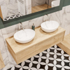 ENSEMBLE DE MEUBLE MONDIAZ LUSH - 120cm - 1 tiroir - lavabo BARCO - 2 lavabos - 2 trous de robinet - chêne blanchi SW409585