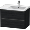Duravit Ketho.2 Wastafelonderbouwkast - met 2 laden - voor waskom rechts - 78.4x45.5x54.9cm - met grepen antraciet - eiken zwart mat SW772030