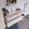 Mondiaz ALAN-DLUX Ensemble de meuble - 110cm - meuble Linen mat - 1 tiroir - Lavabo Cloud Frappe suspendu - vasque Centre - 1 trou de robinet SW805518