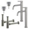 FugaFlow Eccelente Sobrado Slim Kit robinet lavabo - pour double vasque - robinet rehaussé - bonde non-obturable - siphon design - PVD SW1124393