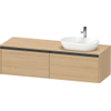 Duravit ketho 2 meuble sous lavabo avec plaque console et 2 tiroirs pour lavabo à droite 160x55x45.9cm avec poignées anthracite chêne naturel mat SW772774