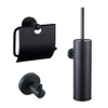 FugaFlow Eccelente Ensemble d’accessoires WC - porte-brosse WC - fermé - porte-serviette - porte-rouleau WC - avec couvercle - noir mat SW1450573