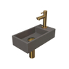 INK Versus Fonteinset - 36x18x9cm - wasbak links - 1 kraangat - Quartz beton/mat goud SW439700
