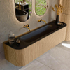 MONDIAZ KURVE 170cm Meuble salle de bain avec module 25 G et D - couleur Oak - 1 tiroir - 2 portes - vasque BIG LARGE centre - sans trous de robinet - Urban SW1138443