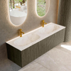 Mondiaz KURVE-DLUX Ensemble de meuble de salle de bains - 150x46x40cm - 2 tiroirs - vasque solid surface - double - 2 trous de robinet - Shadow SW1414405