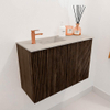 Mondiaz JOYA-DLUX 60cm toiletmeubel - kleur Walnut - Wastafel FAYE positie Links 1 kraangat kleur Opalo. SW1422508